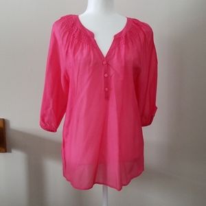 Ann Taylor Pink Blouse in Petite Large